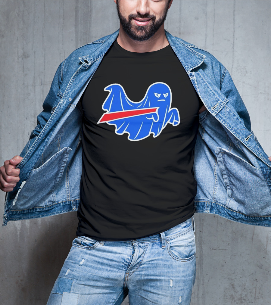 Buffalo Bills Ghost Mascot Emblem With Red T-Shirt