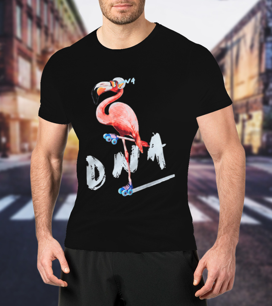 DNA Flamingo Roller Skates Fun Night T-Shirt