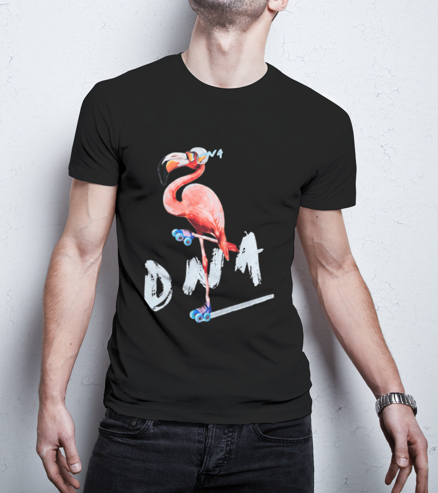DNA Flamingo Roller Skates Fun Night T-Shirt