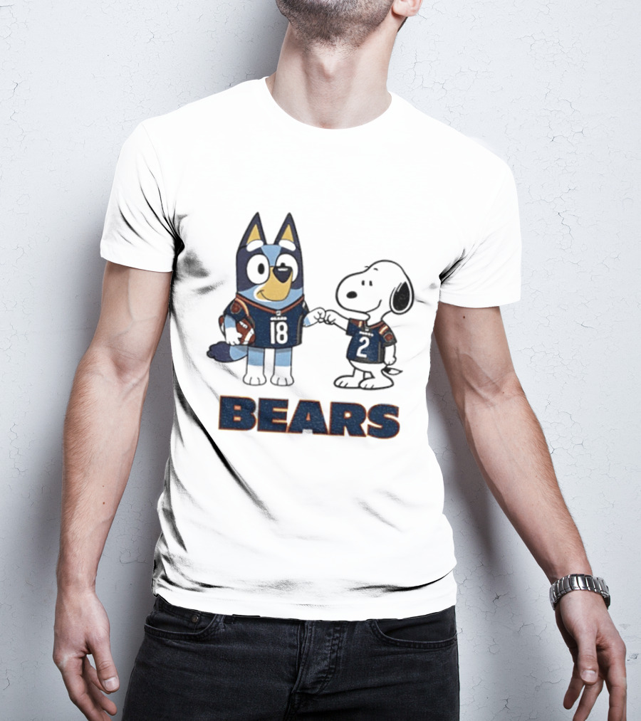 Bluey And Snoopy Chicago Bears Football Team Friends T-Shirt