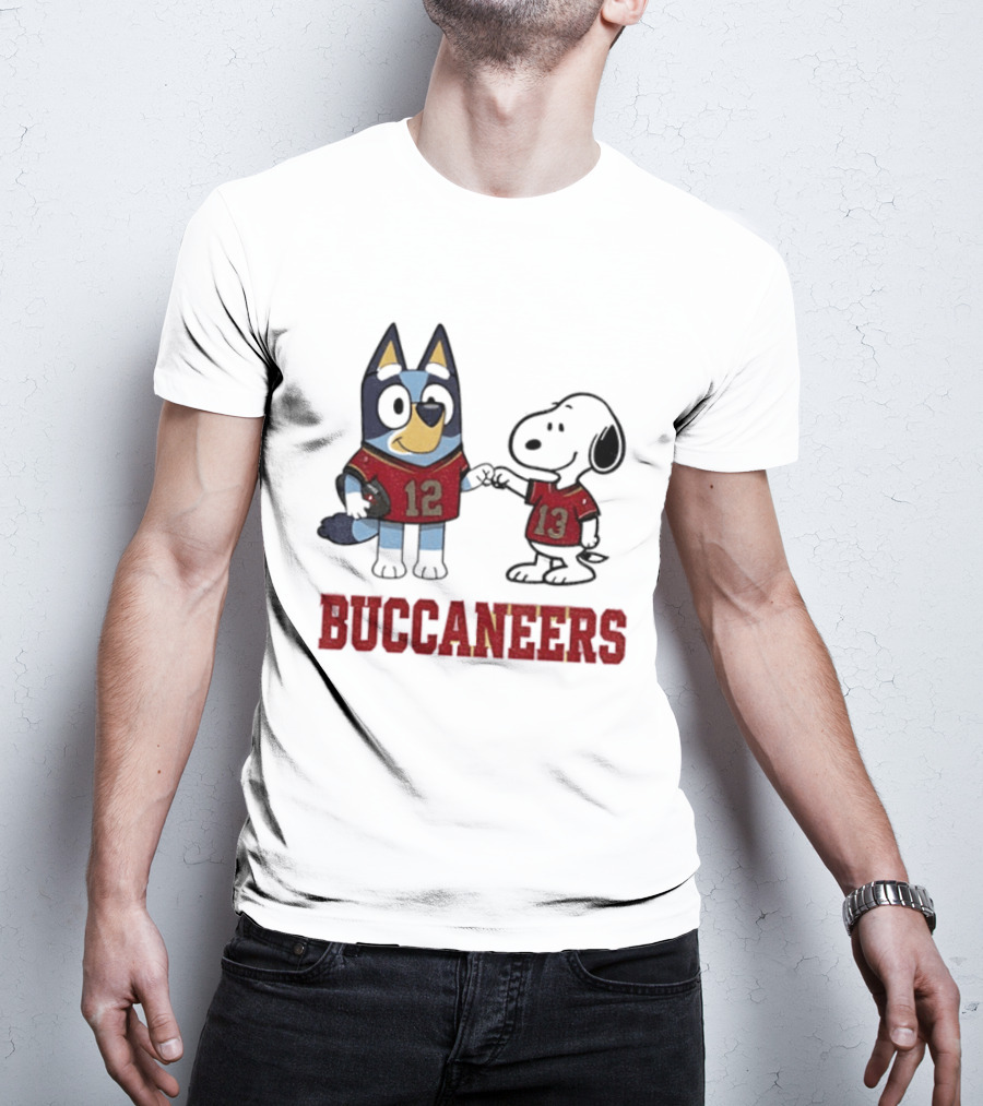 Bluey Snoopy Tampa Bay Buccaneers Football Friends T-Shirt