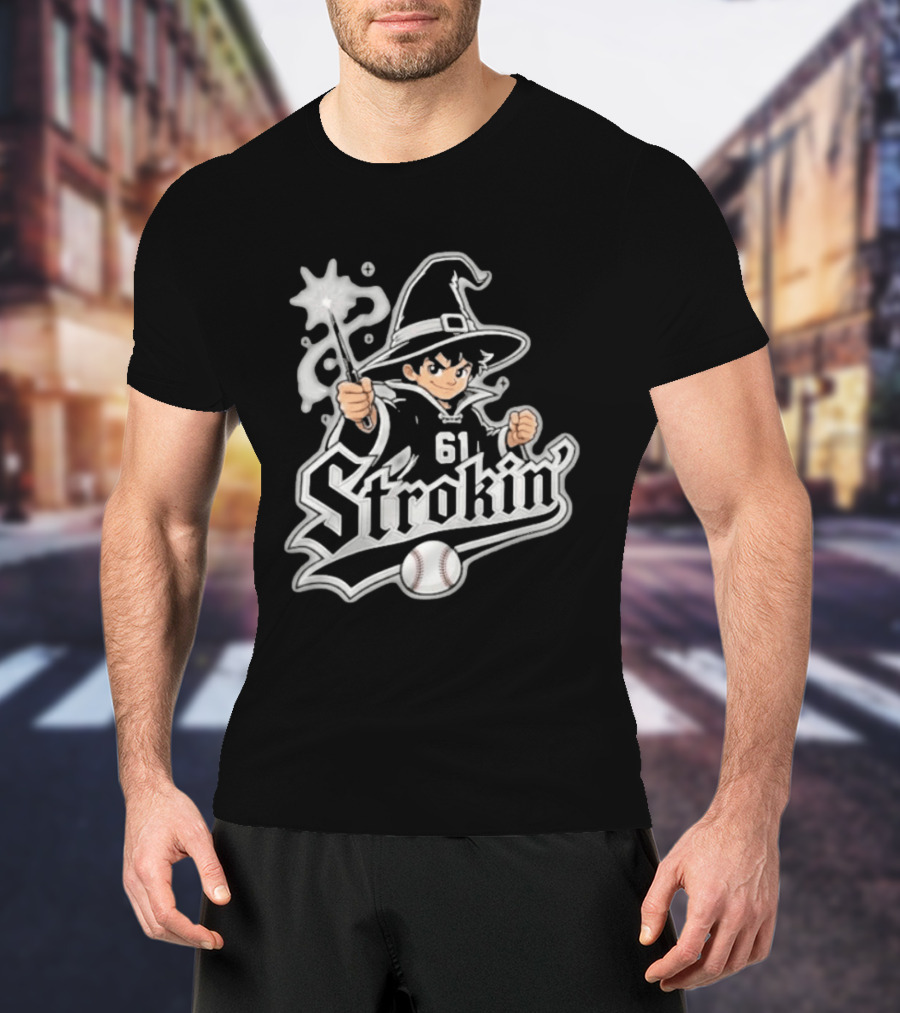 Mike Vasil Wizard Strokin' 61 South Side Chicago White Sox T-Shirt