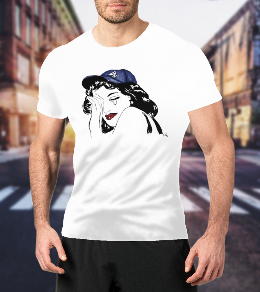 Los Angeles Dodgers Cap Crying Woman Pop T-Shirt