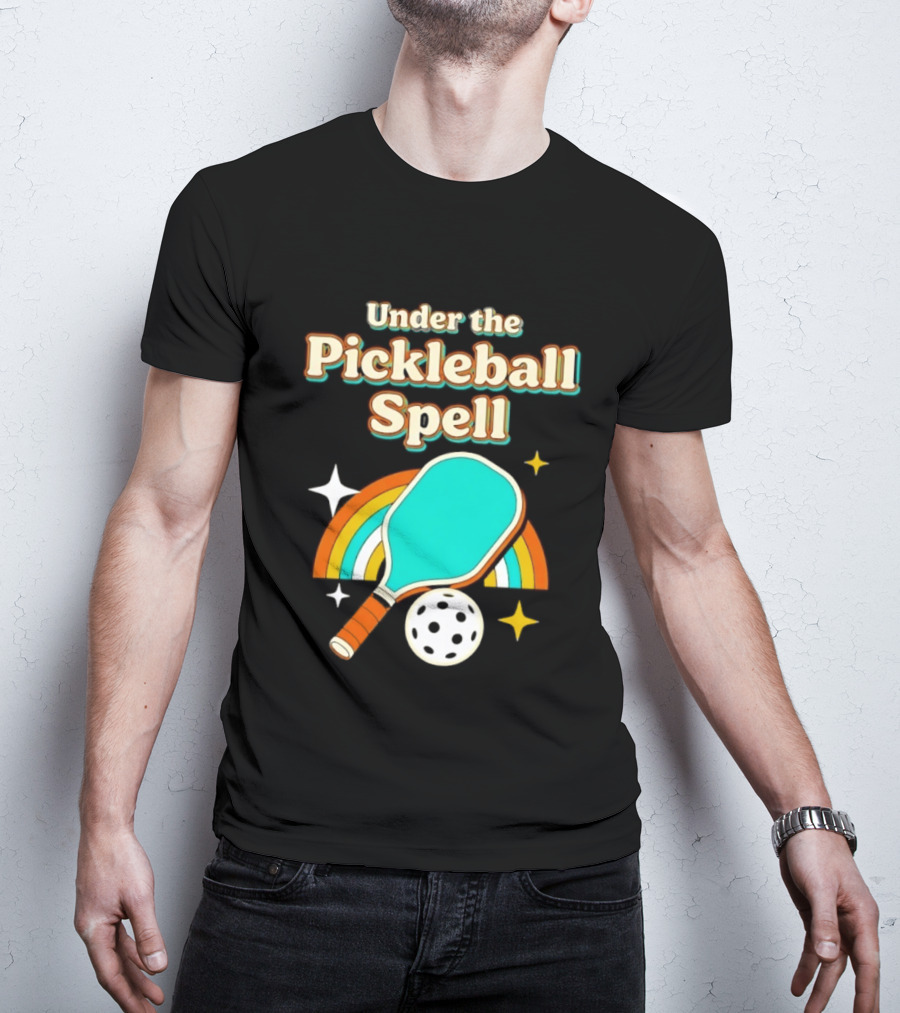 Under The Pickleball Spell Paddle And Rainbow Magic T-Shirt