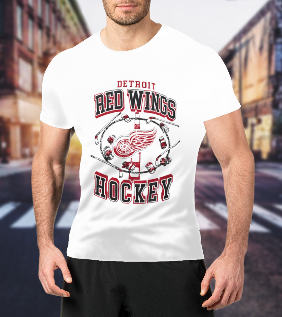 Detroit Red Wings Hockey Vintage Style Distressed Circle T-Shirt