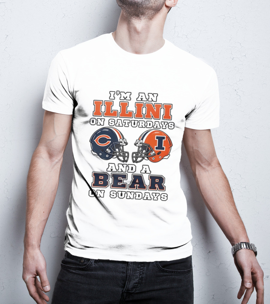 I'm An Illini On Saturdays And A Bear On Sundays Matching Game Day Helmets T-Shirt