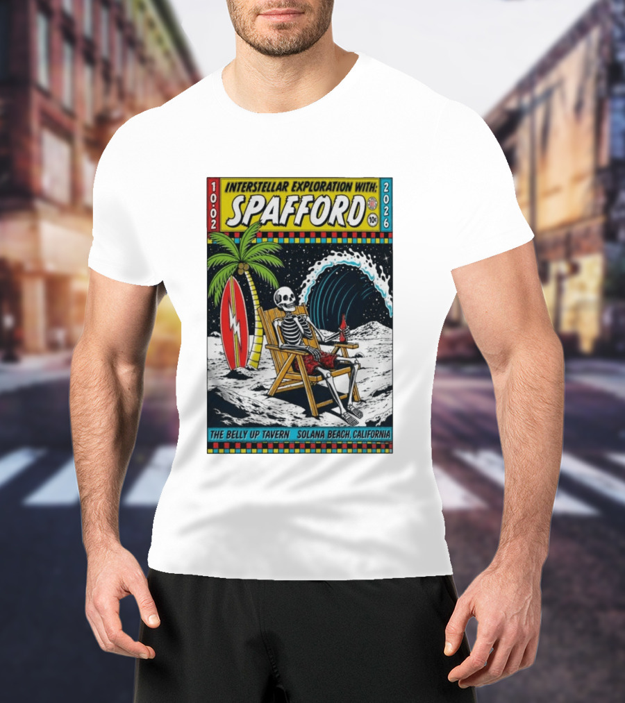 Interstellar Exploration With Spafford Skeleton Surfing At The Belly Up Tavern Solana Beach California October 2 2026 T-Shirt