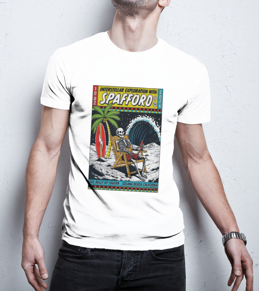 Interstellar Exploration With Spafford Skeleton Surfing At The Belly Up Tavern Solana Beach California October 2 2026 T-Shirt