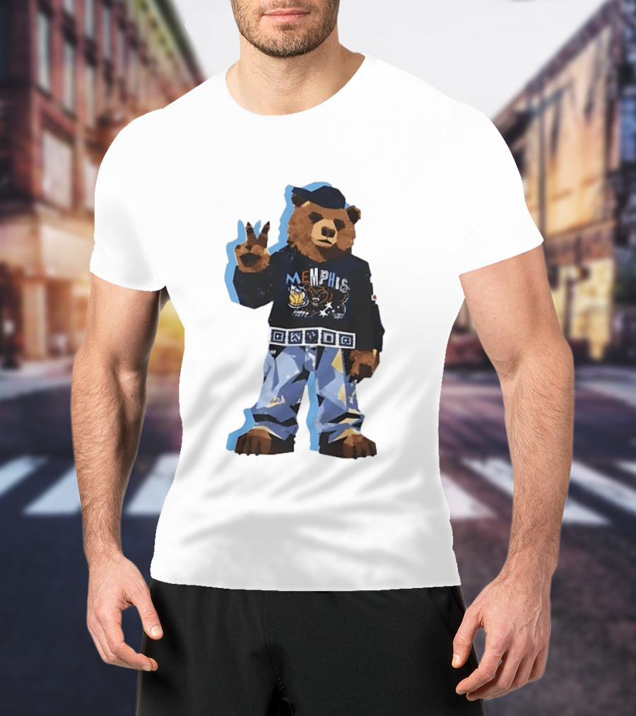Memphis Grizzlies Bear Peace Sign Retro Style Fashionable Team Spirit T-Shirt