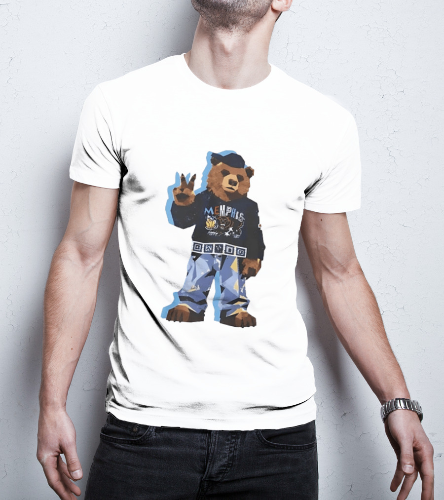 Memphis Grizzlies Bear Peace Sign Retro Style Fashionable Team Spirit T-Shirt