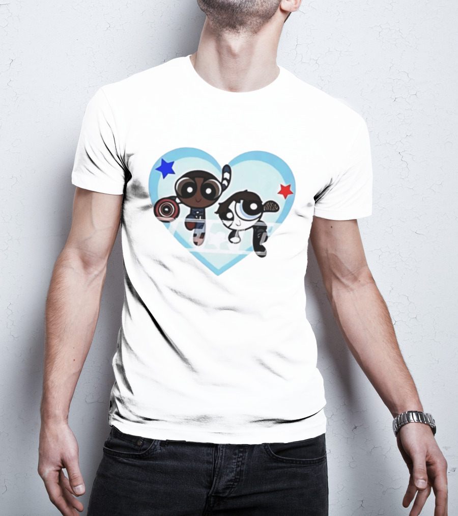 Powerpuff Girls Captain America Winter Soldier Heart Stars T-Shirt