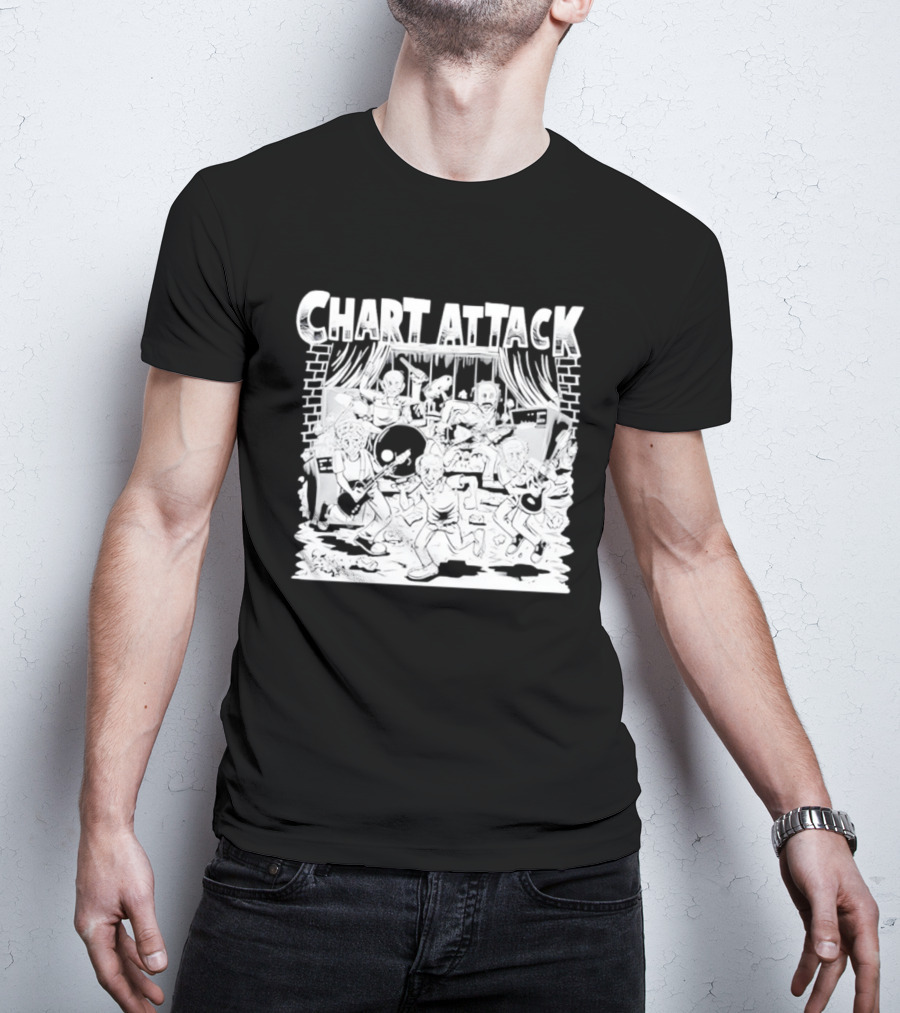 Chart Attack Band Cartoon Musicians Concert Performance T-Shirt