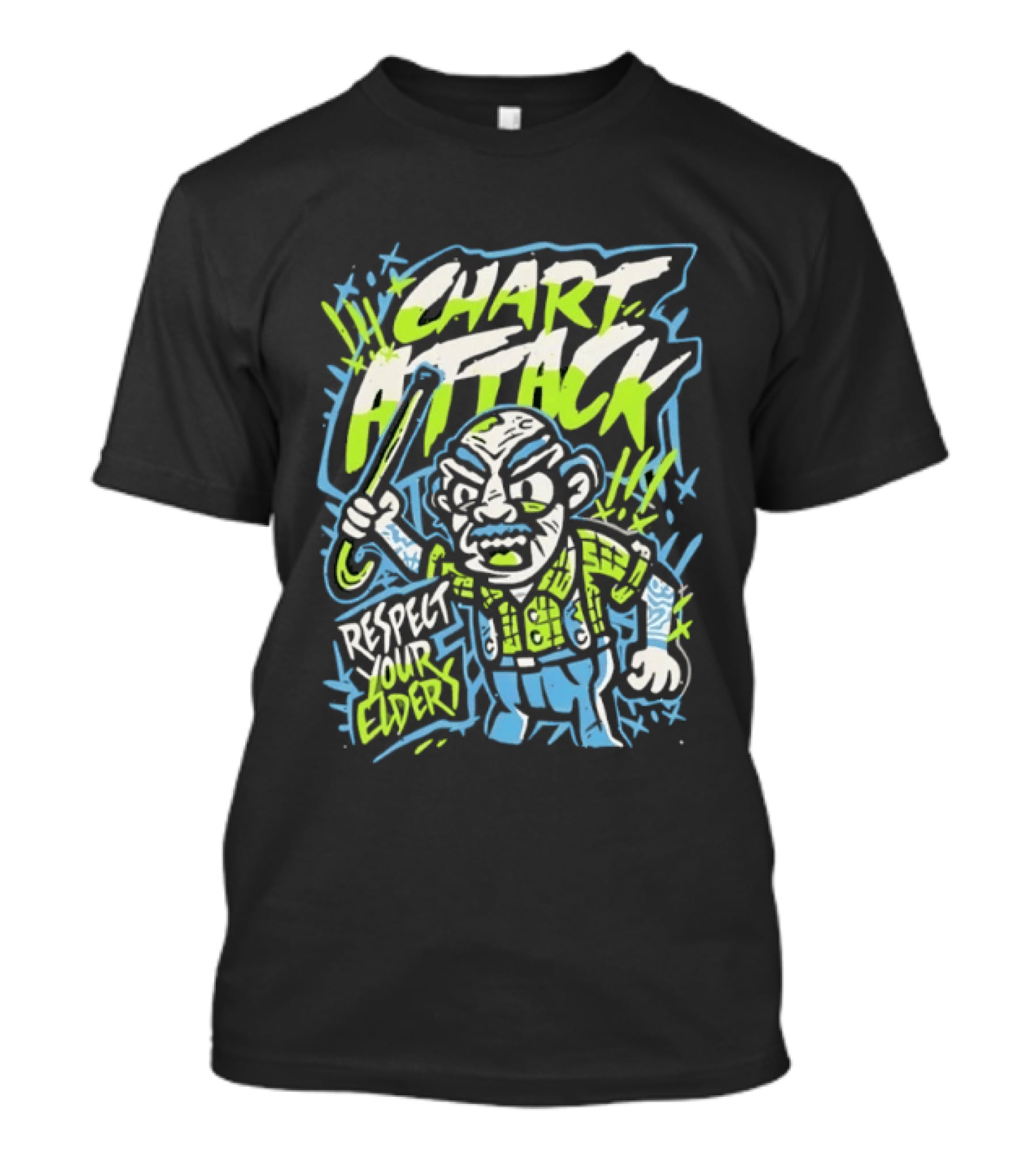 Chart Attack Respect Your Elders Grumpy Old Man T-Shirt