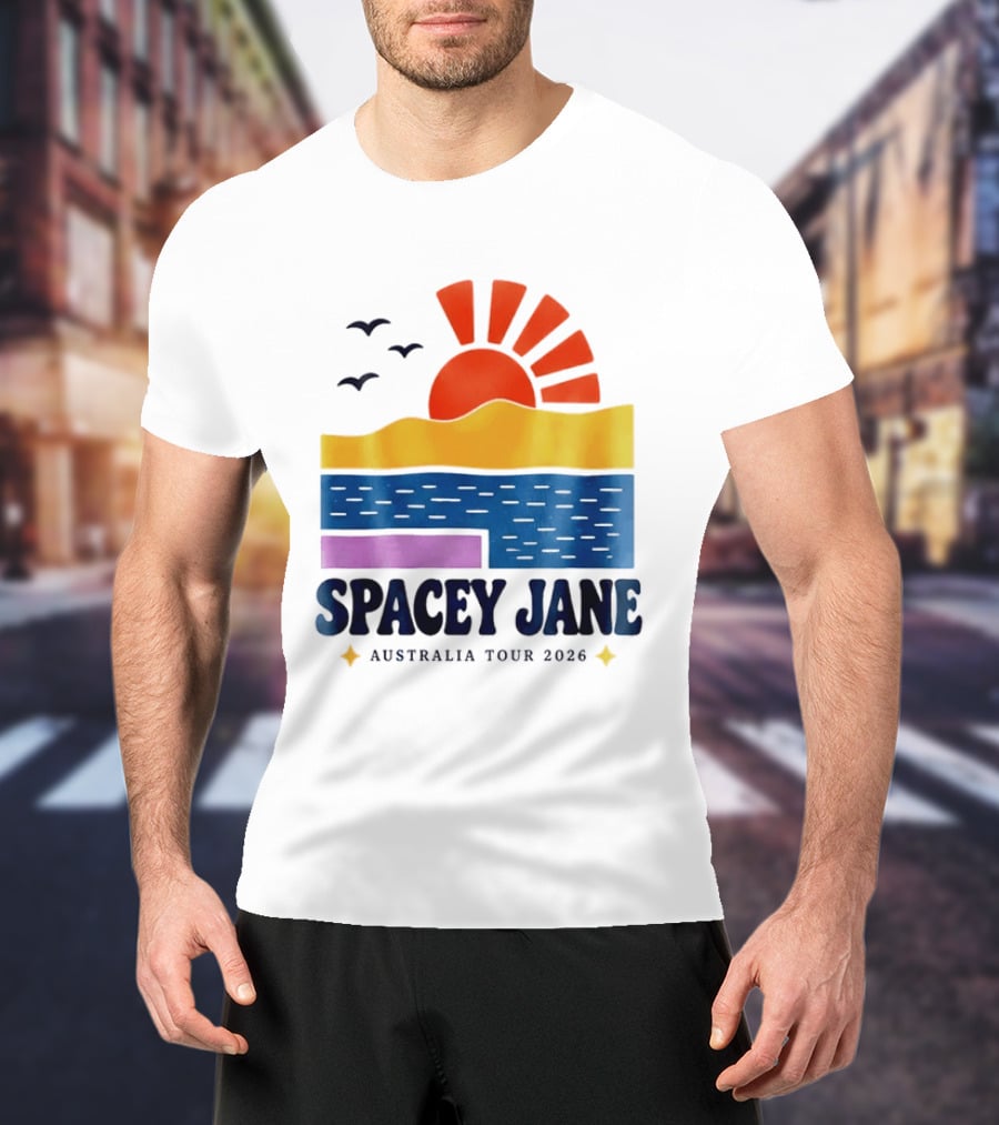 Spacey Jane Australia Tour 2026 Indie Rock Ocean Sunset Birds T-Shirt