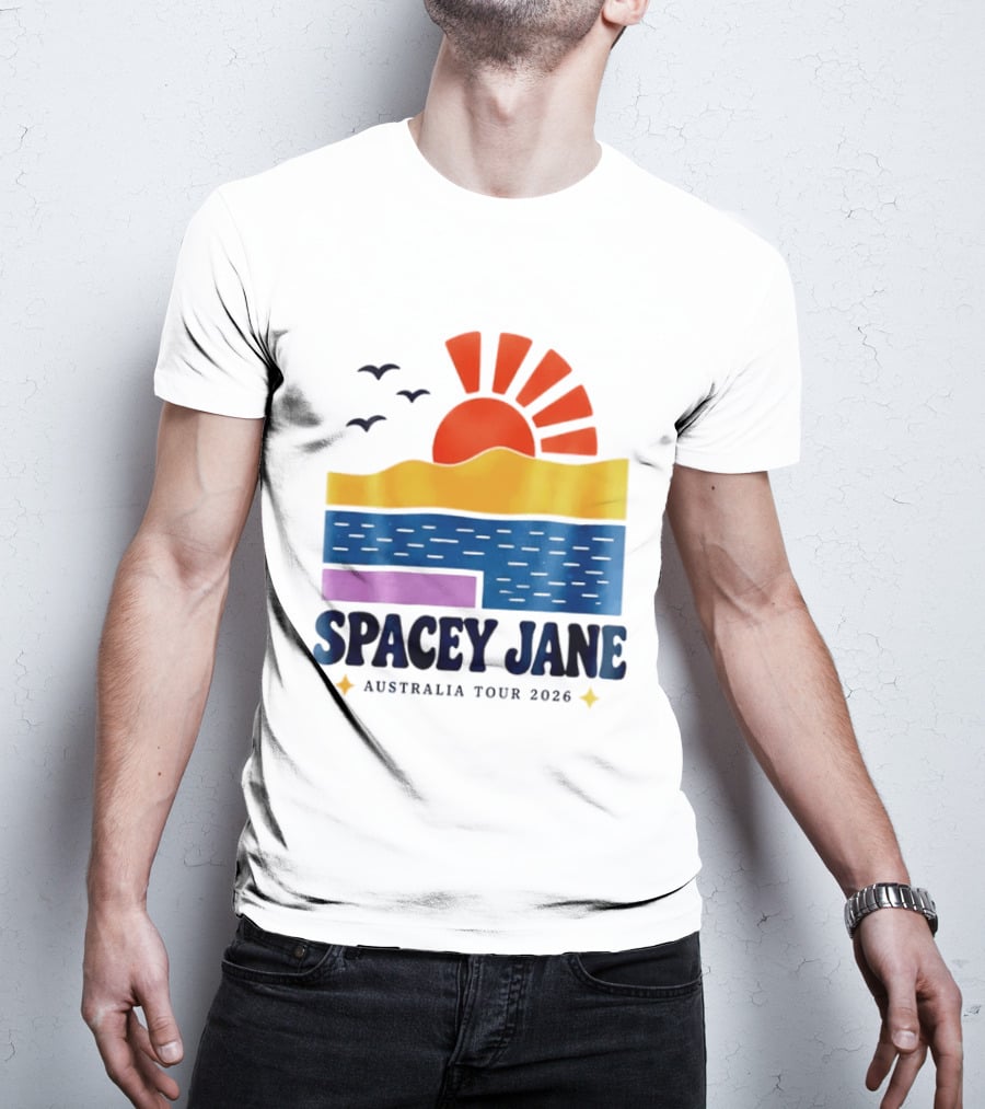 Spacey Jane Australia Tour 2026 Indie Rock Ocean Sunset Birds T-Shirt