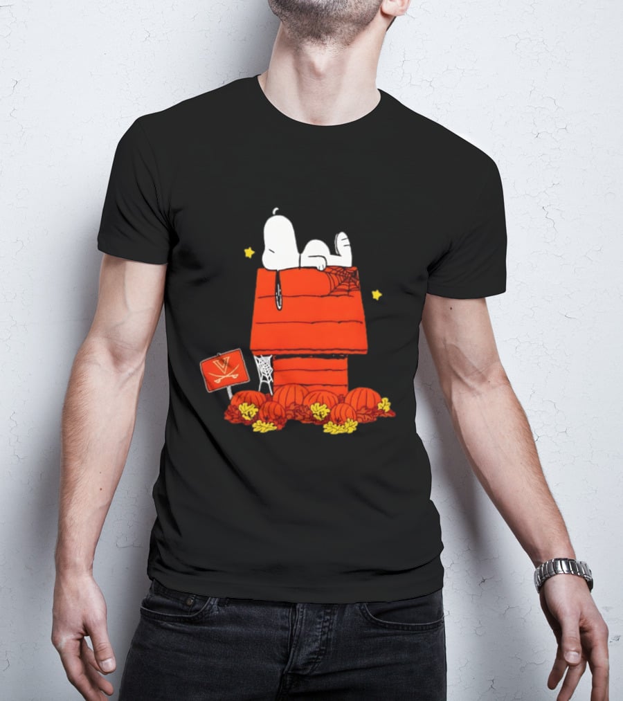 Snoopy Halloween Doghouse Virginia Cavaliers College Football Peanuts Pumpkins T-Shirt