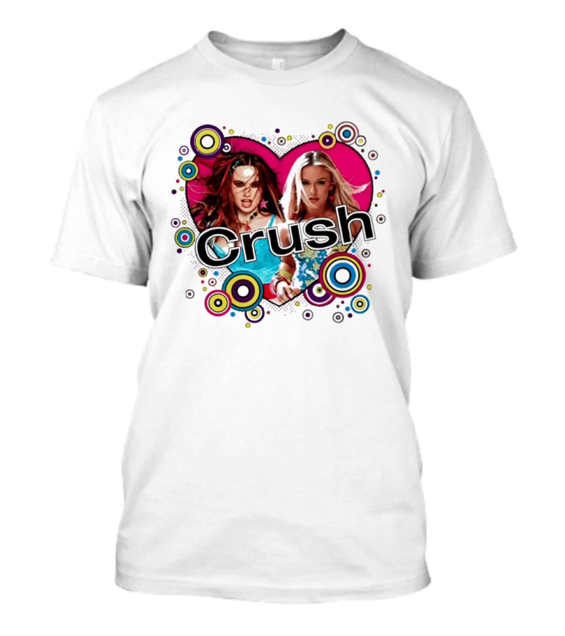 Crush Y2K Aesthetic Heart 2000s Nostalgia Bold Retro Circles T-Shirt