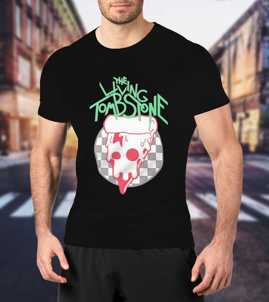 The Living Tombstone Pizza Skull Checkered T-Shirt