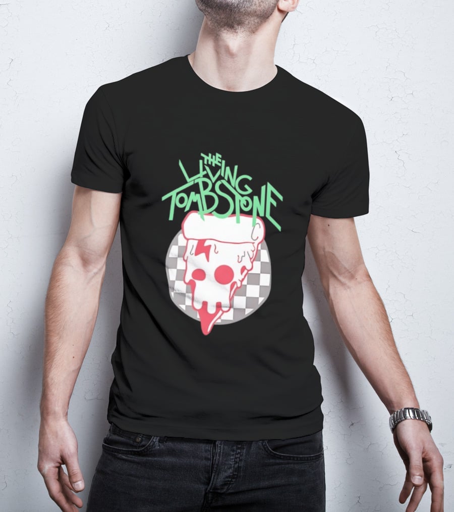 The Living Tombstone Pizza Skull Checkered T-Shirt