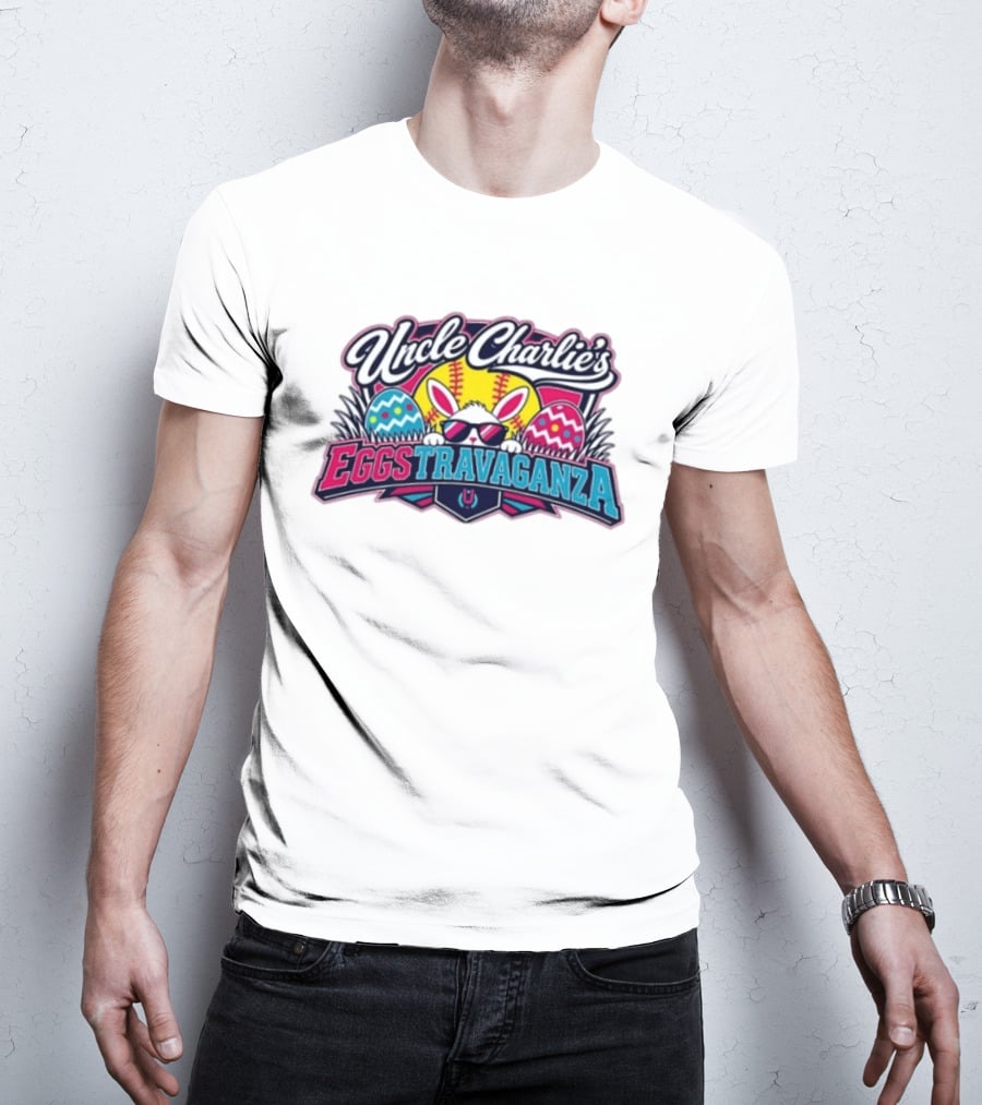 Uncle Charlie's Eggstravaganza Softball Easter Bunny Sunglasses T-Shirt
