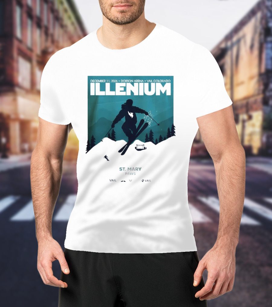 Illenium December 11 2026 Skiing Dobson Arena Vail Colorado Concert St Mary Paws T-Shirt