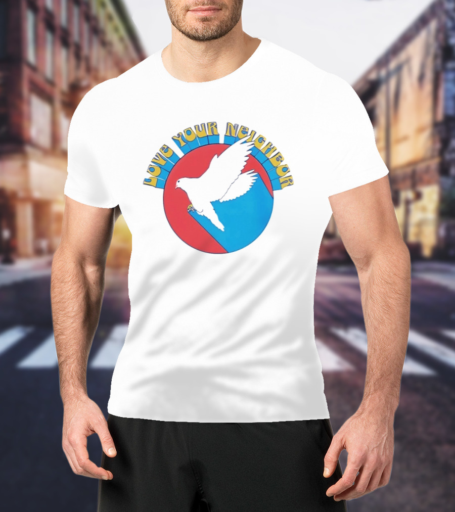 Love Your Neighbor Dove Peace Kindness Retro Circular T-Shirt