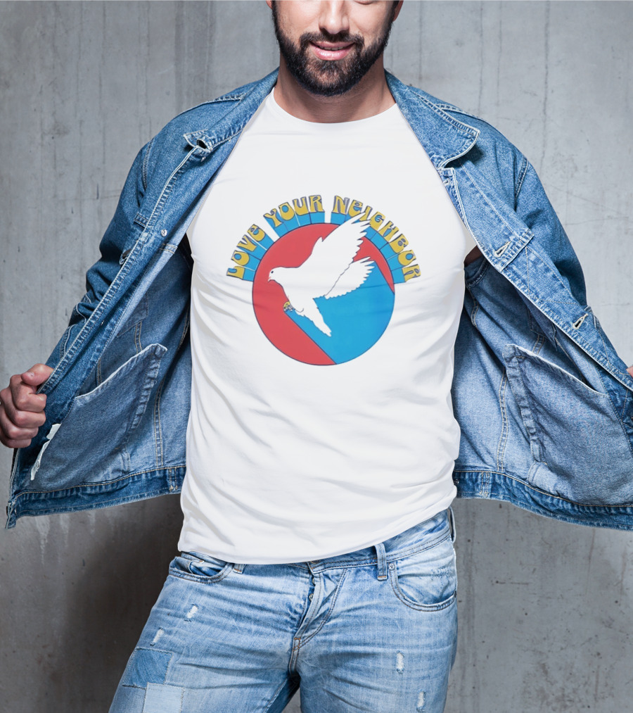 Love Your Neighbor Dove Peace Kindness Retro Circular T-Shirt