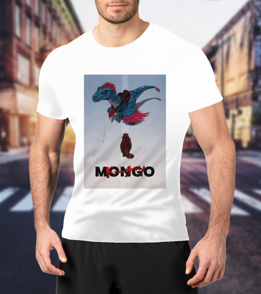 Mongo The Raptor Dinosaur And Cat Fantasy Adventure T-Shirt