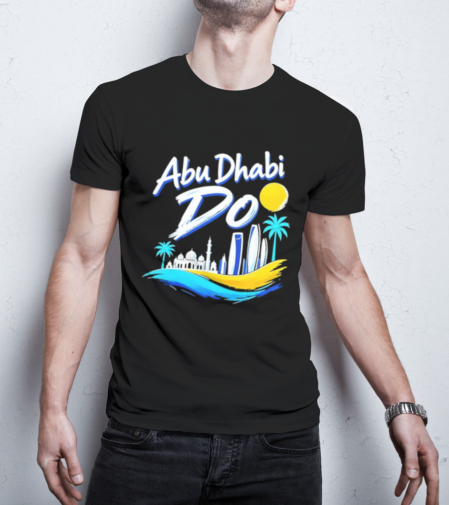 Abu Dhabi Do United Arab Emirates Travel Souvenir Skyline Sun Palm Trees T-Shirt