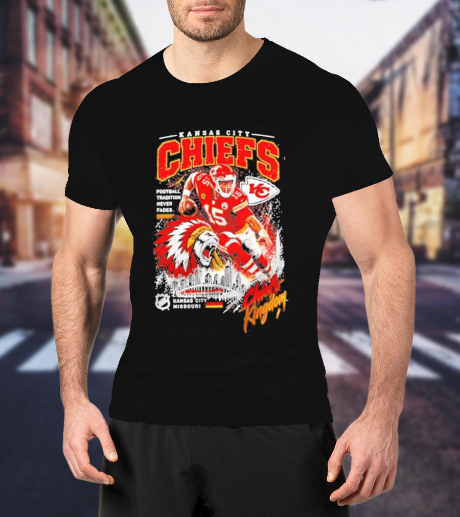 Kansas City Chiefs Football Tradition Never Fades Chiefs Kingdom Patrick Mahomes Skyline T-Shirt