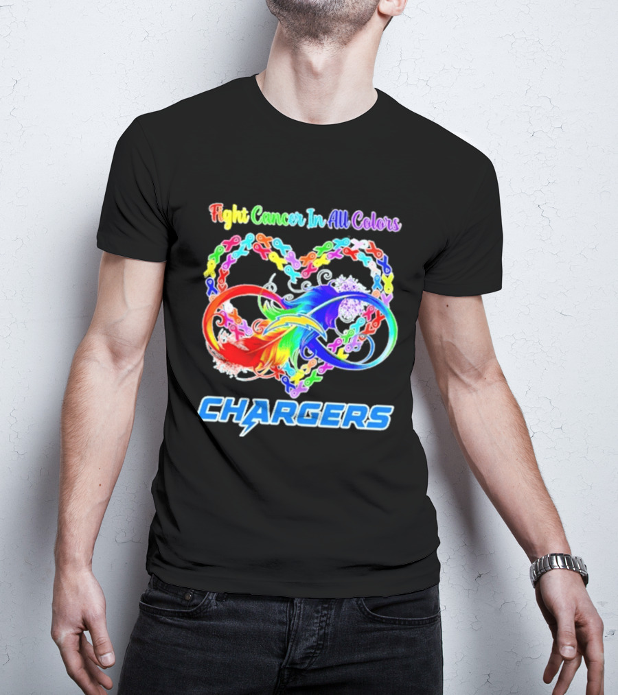 Fight Cancer In All Colors Los Angeles Chargers Infinity Heart T-Shirt