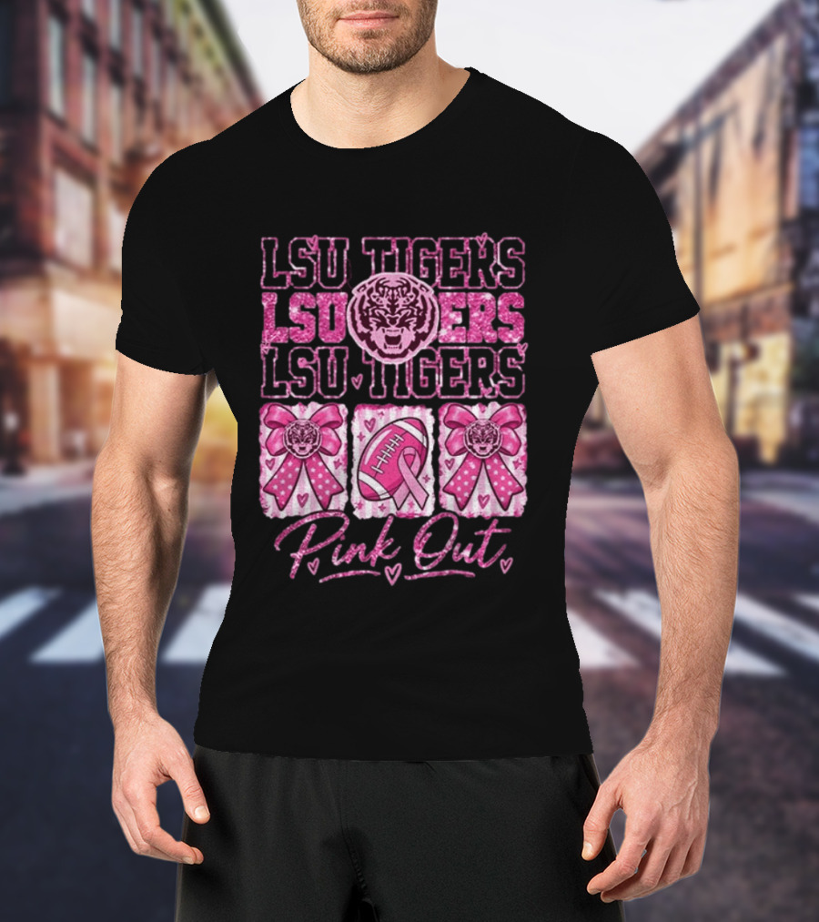 LSU Tigers Pink Out Breast Cancer Awareness Football Game Day T-Shirt