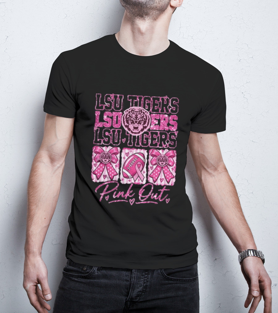 LSU Tigers Pink Out Breast Cancer Awareness Football Game Day T-Shirt