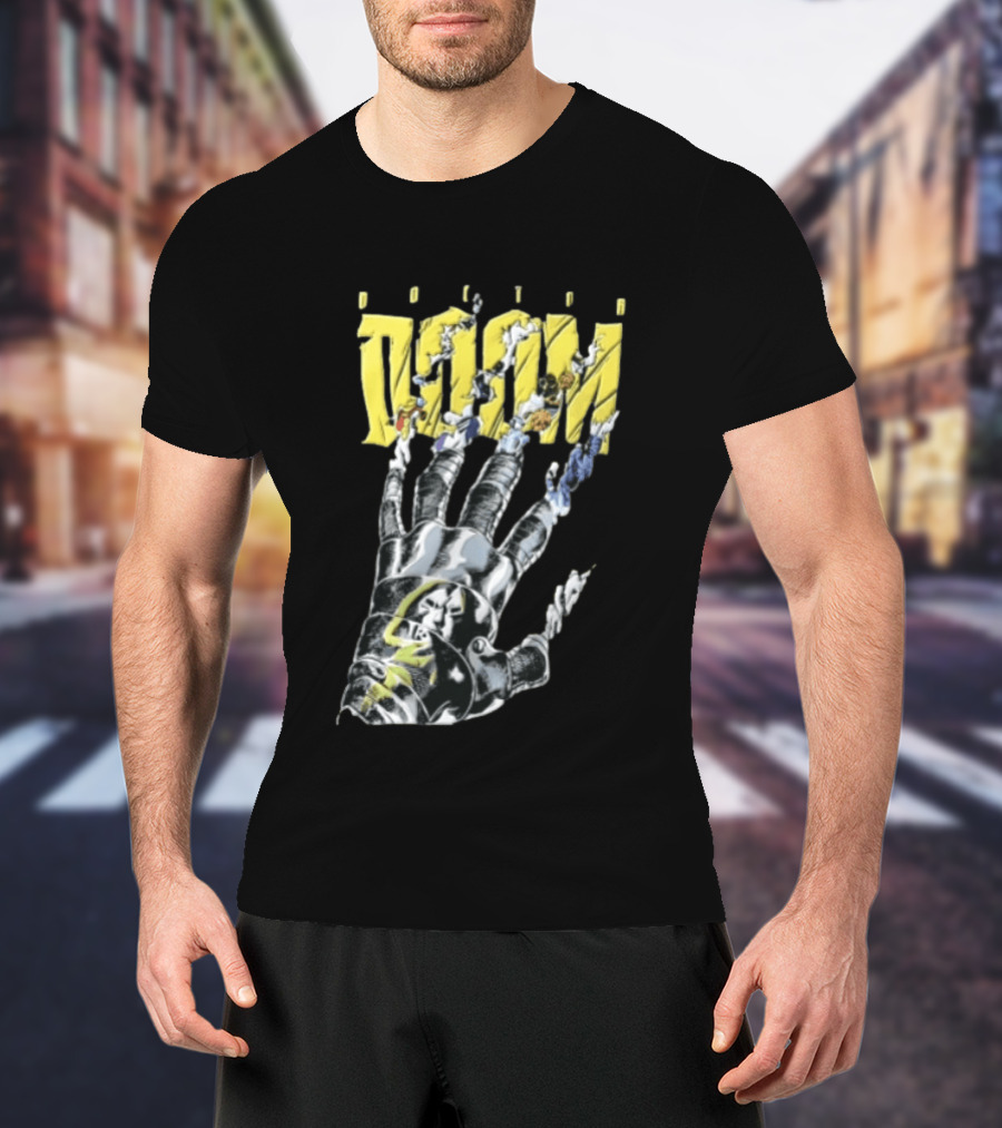 Marvel Doom Metal Gauntlet Ripping Through Paper T-Shirt