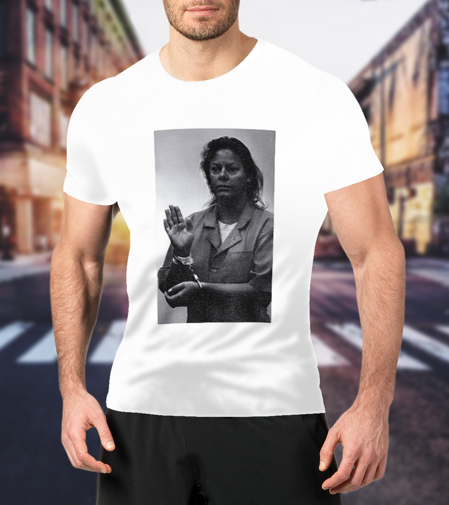 Aileen Wuornos True Crime Handcuffed Raised Hand Political Image T-Shirt