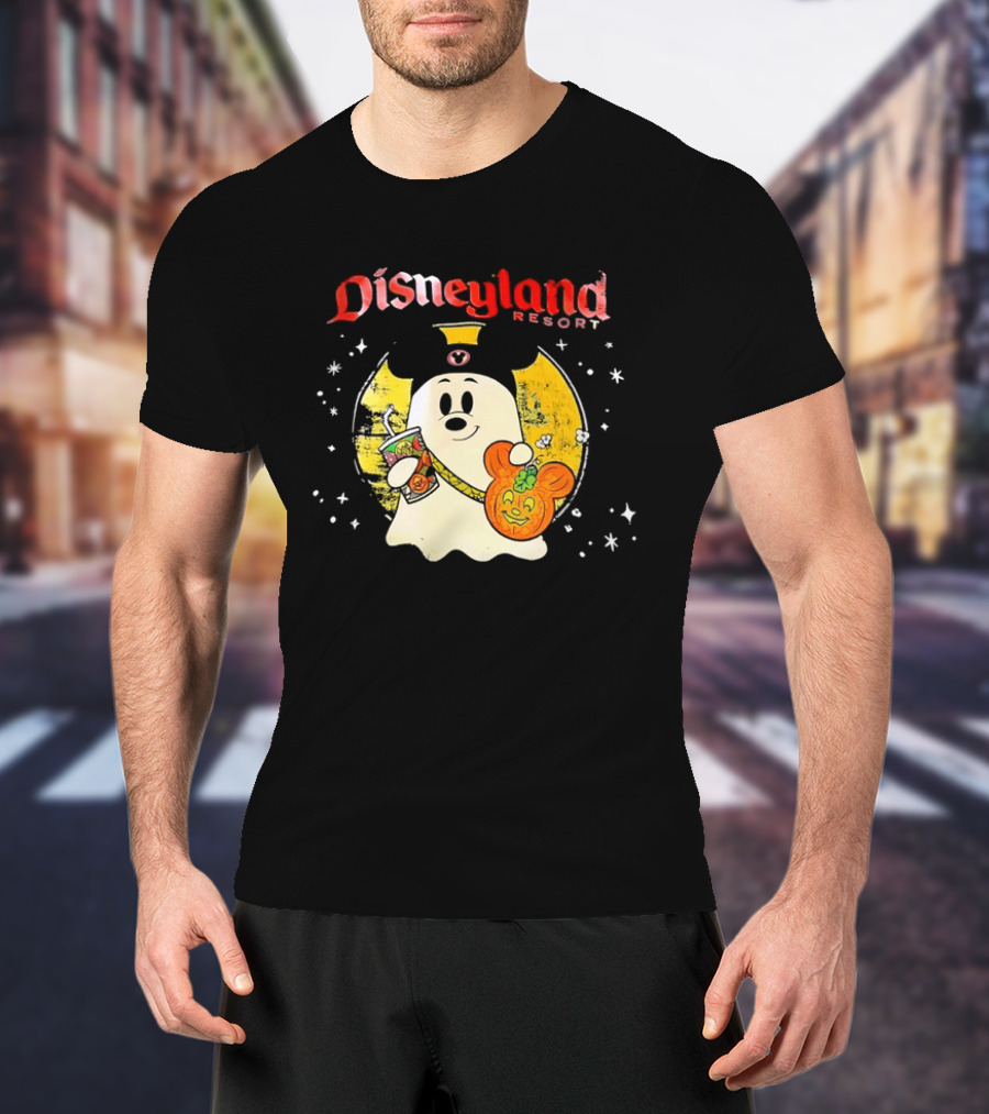 Distressed Disneyland Resort Mickey Mouse Ghost Halloween T-Shirt