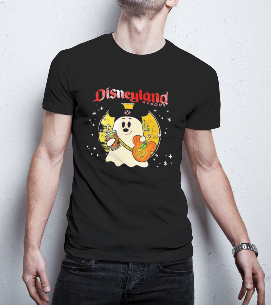 Distressed Disneyland Resort Mickey Mouse Ghost Halloween T-Shirt