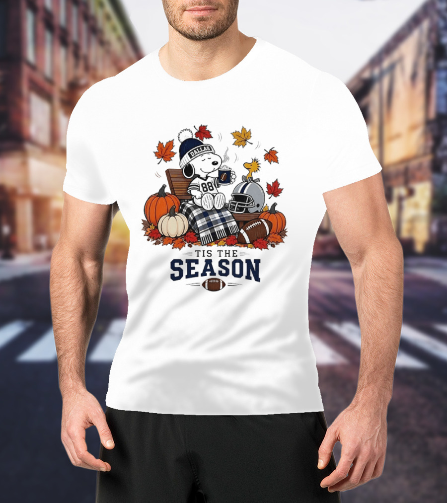 Dallas Cowboys Snoopy Woodstock Fall Football 'Tis The Season T-Shirt