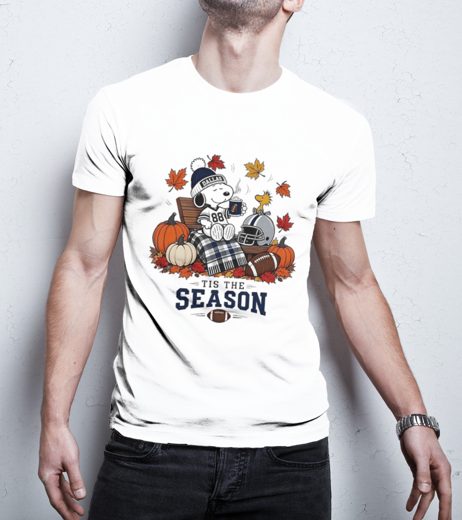 Dallas Cowboys Snoopy Woodstock Fall Football 'Tis The Season T-Shirt
