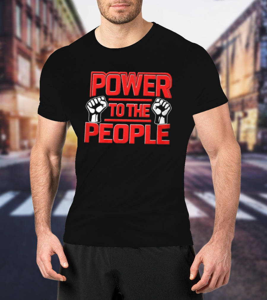 Power To The People Two Raised Fists Red T-Shirt