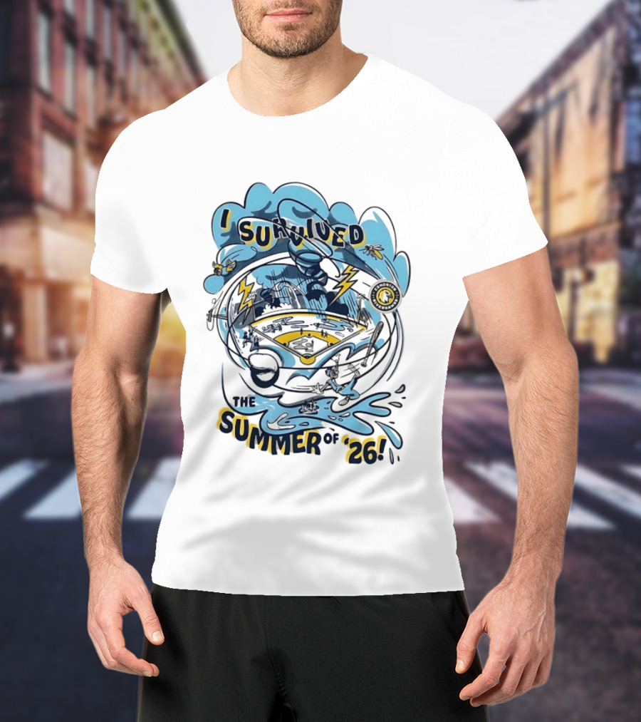I Survived The Summer Of '26 Edmonton Riverhawks Baseball Lightning Storms T-Shirt
