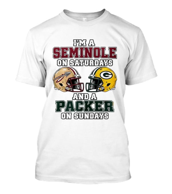I'm A Seminole On Saturdays And A Packer On Sundays Football Helmets T-Shirt
