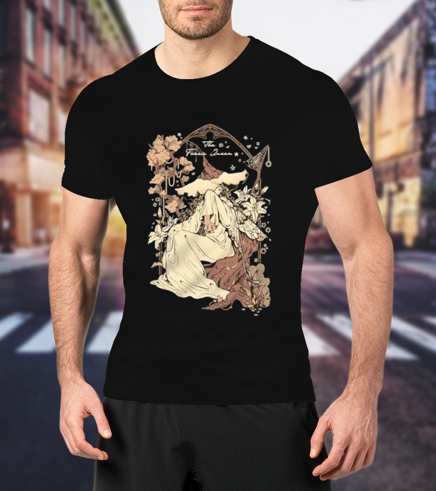 The Faerie Queen Woman With Wings Floral Arch Fantasy T-Shirt