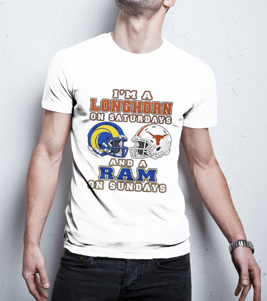 I'm A Longhorn On Saturdays And A Ram On Sundays Two Helmet 2026 T-Shirt