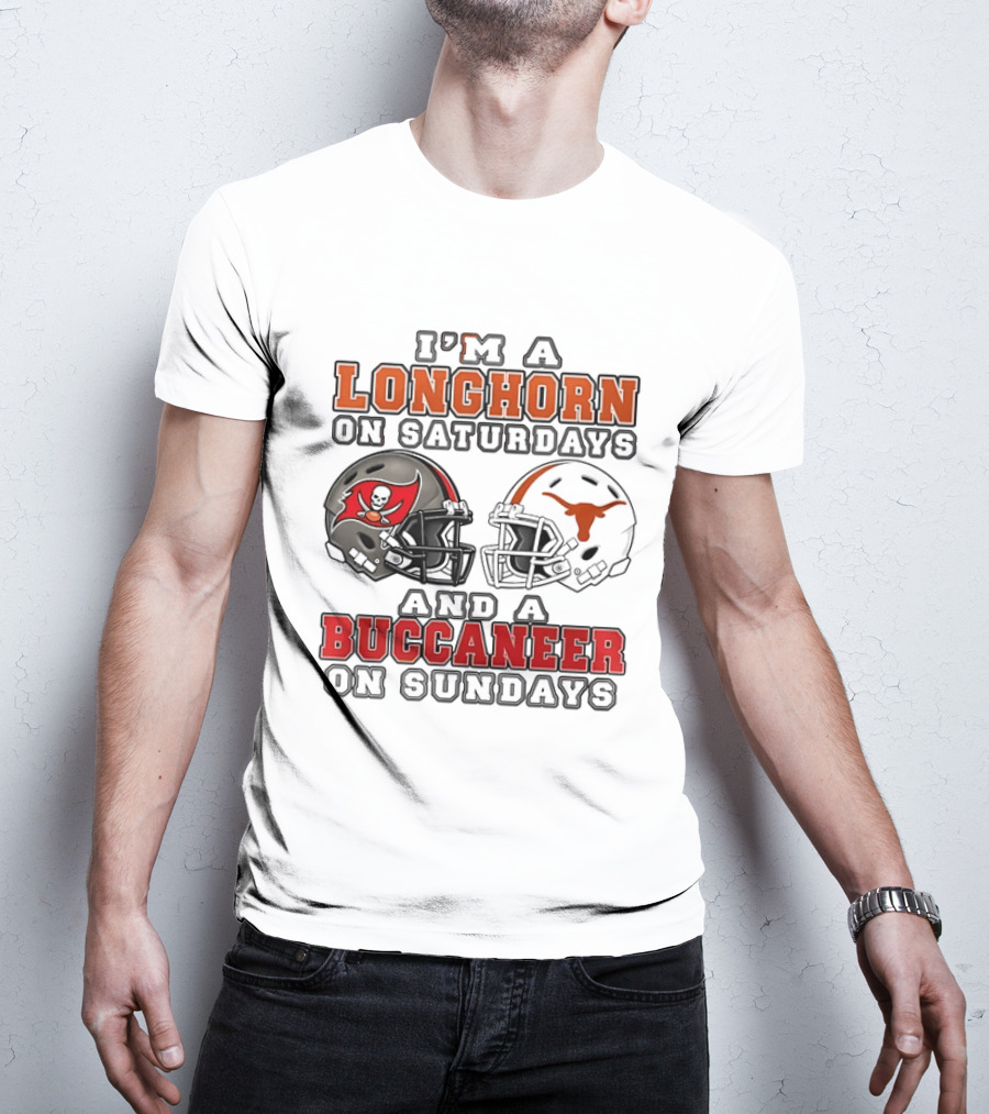 I'm A Longhorn On Saturdays And A Buccaneer On Sundays Two Helmet 2026 T-Shirt
