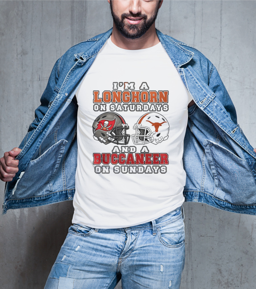 I'm A Longhorn On Saturdays And A Buccaneer On Sundays Two Helmet 2026 T-Shirt