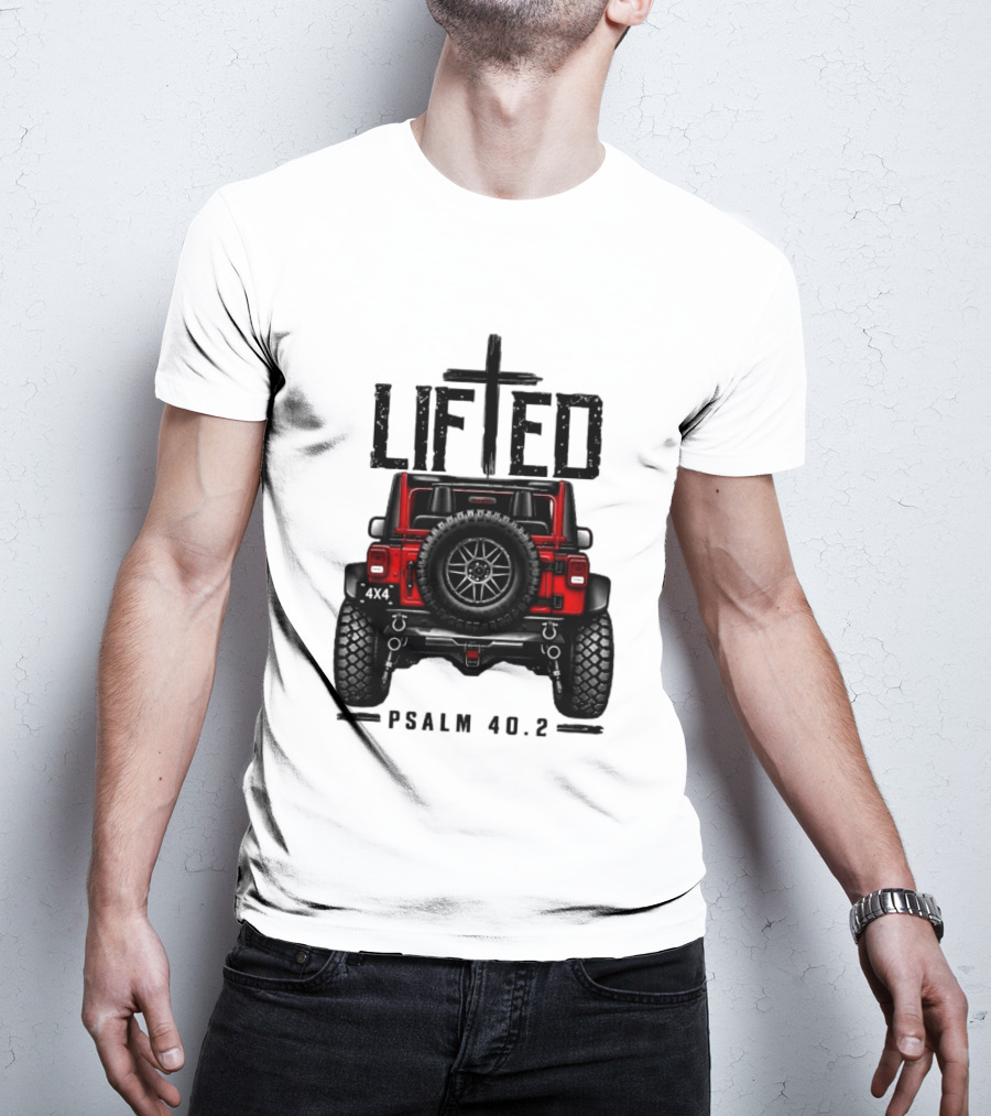 Lifted 4x4 Jeep Off Road Adventure Psalm 40:2 T-Shirt