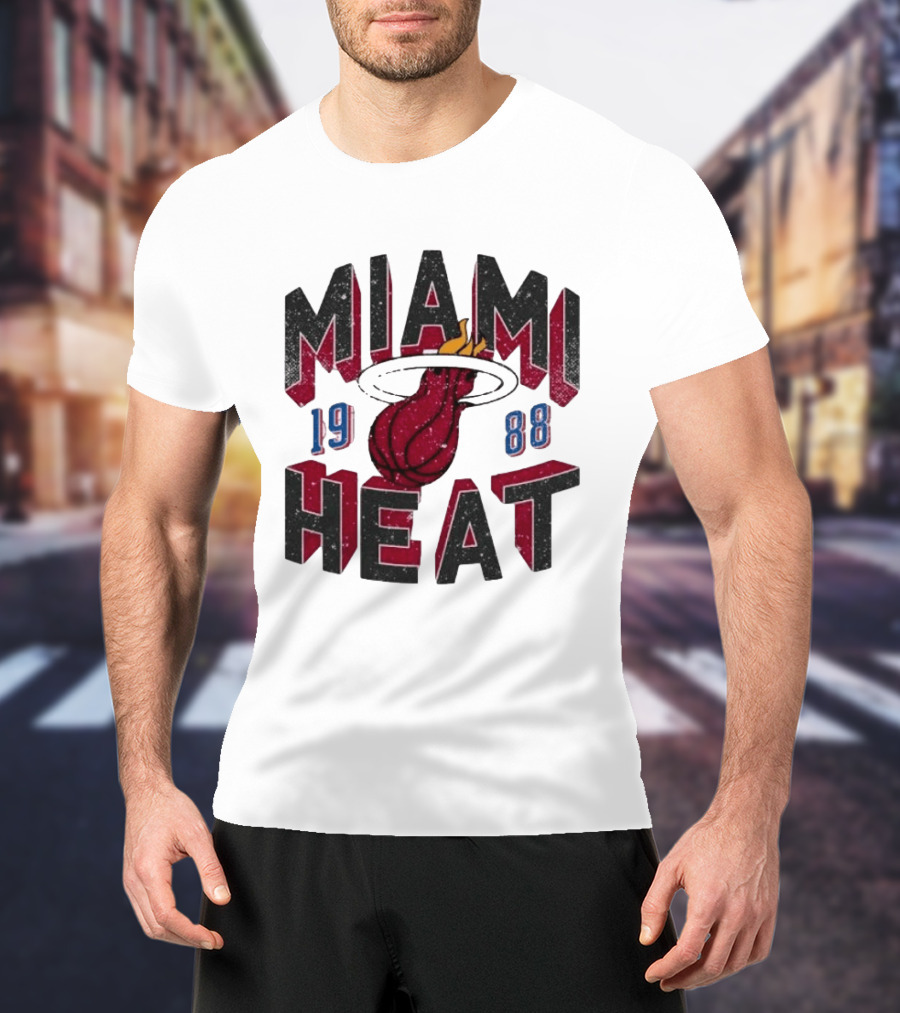 Miami Heat 1988 Flaming Basketball NBA Peace Collective T-Shirt
