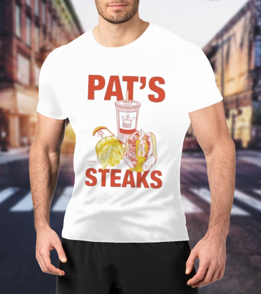 Pat's King Of Steaks 250 Cheesesteak Philadelphia Iconic Sandwich And Drink T-Shirt