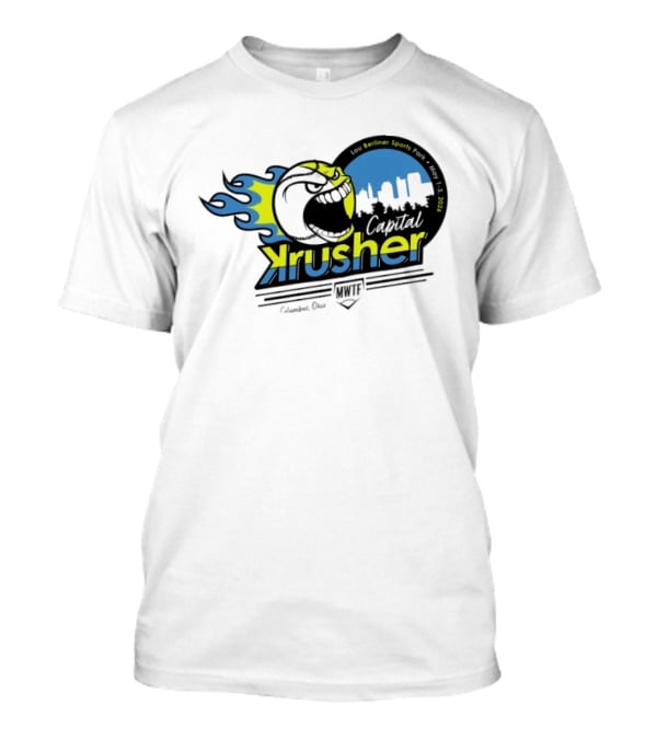 Berliner Sports Capital Krusher Softball 2014 Event Krusher Character With Flames T-Shirt